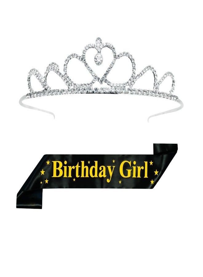 Decofy Birthday Sash & Crown Set | Crown Tiara For Princess Queen Suitable For All Age Group Girls & Womens - Image 1